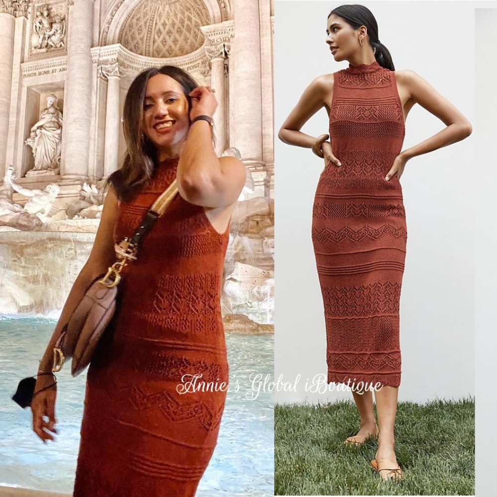 RARE NWT ANTHROPOLOGIE Crochet Midi Dress. Stretch. Size XL - Picture 1 of 16